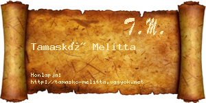 Tamaskó Melitta névjegykártya